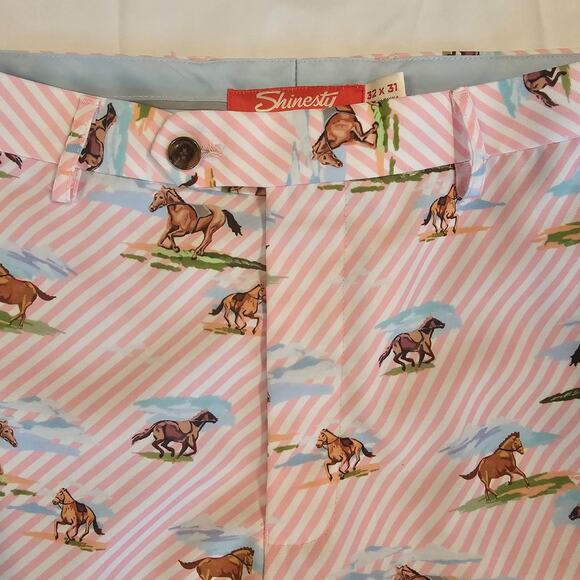 Shinesty Men's 32x31 Kentucky Derby Horse Print Pants - Fun Novelty Chinos - Picture 2 of 6